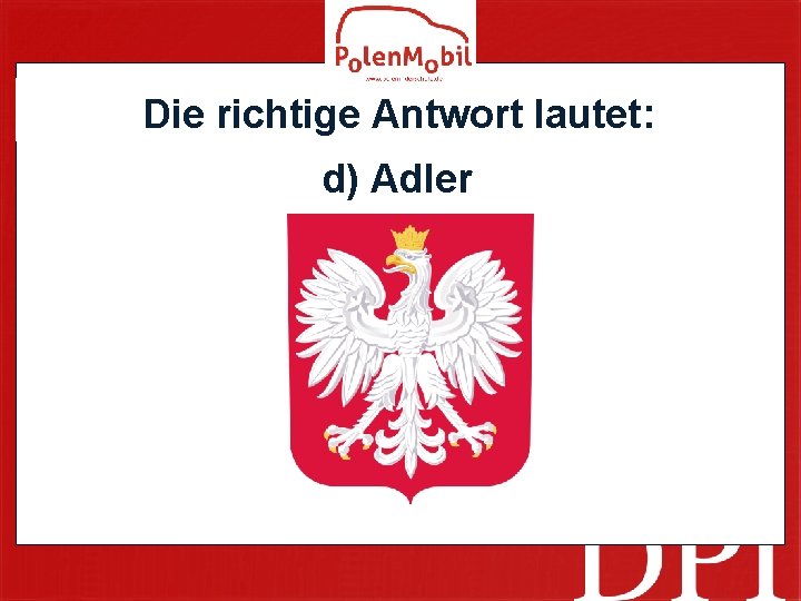 Die richtige Antwort lautet: d) Adler 