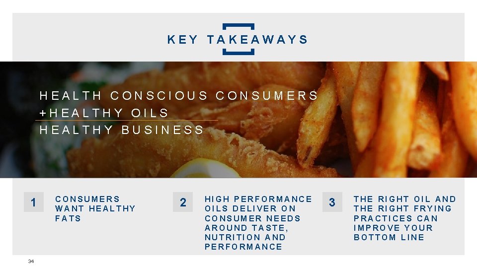 KEY TAKEAWAYS HEALTH CONSCIOUS CONSUMERS +HEALTHY OILS HEALTHY BUSINESS 1 34 CONSUMERS WANT HEALTHY