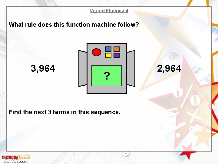 Varied Fluency 4 What rule does this function machine follow? 3, 964 ? Find