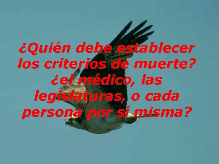 ¿Quién debe establecer los criterios de muerte? ¿el médico, las legislaturas, o cada persona