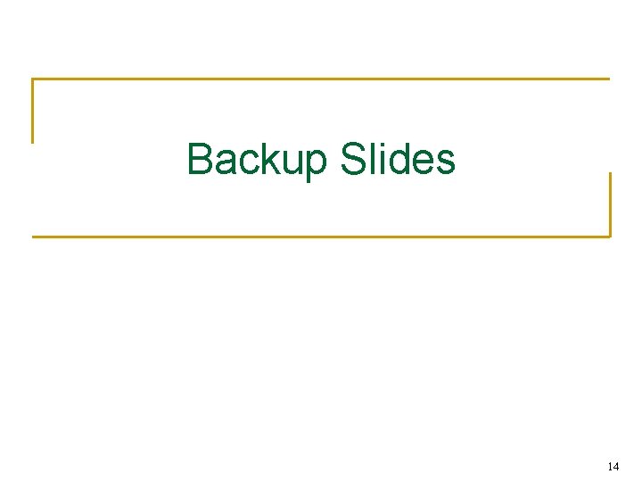 Backup Slides 14 