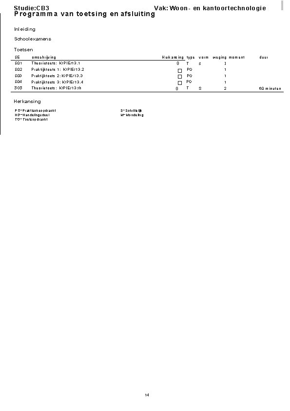 Studie: CB 3 Vak: Woon- en kantoortechnologie Programma van toetsing en afsluiting l Inleiding