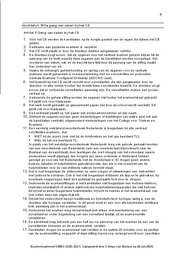 5 j Hoofdstuk 111 - De gang van zaken bij het CE Artikel 5