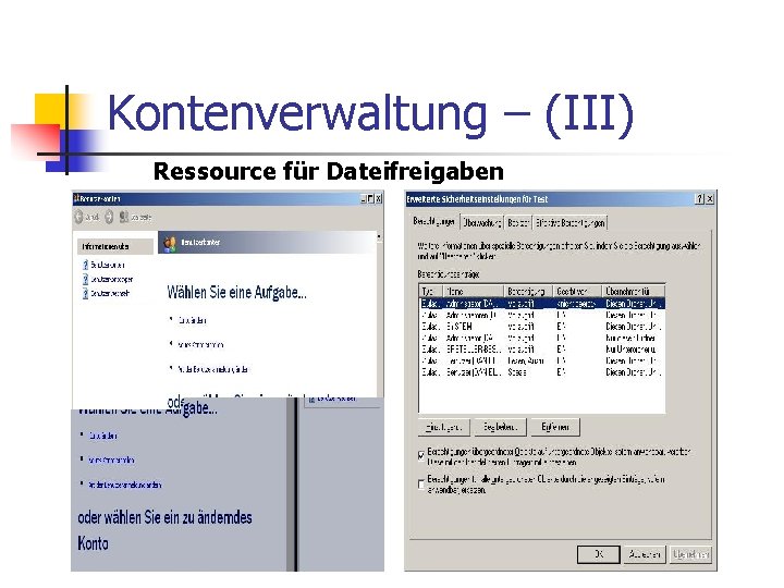 Kontenverwaltung – (III) Ressource für Dateifreigaben 