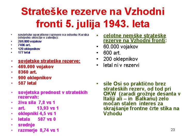 Strateške rezerve na Vzhodni fronti 5. julija 1943. leta • • • sovjetske operativne Strateške rezerve na Vzhodni fronti 5. julija 1943. leta • • • sovjetske operativne