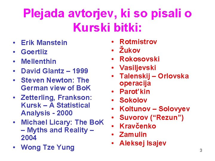 Plejada avtorjev, ki so pisali o Kurski bitki: • • • Erik Manstein Goertliz Plejada avtorjev, ki so pisali o Kurski bitki: • • • Erik Manstein Goertliz