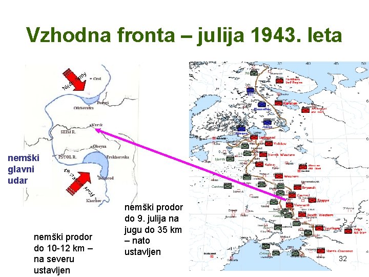 Vzhodna fronta – julija 1943. leta • a nemški glavni udar nemški prodor do Vzhodna fronta – julija 1943. leta • a nemški glavni udar nemški prodor do