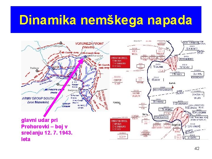 Dinamika nemškega napada glavni udar pri Prohorovki – boj v srečanju 12. 7. 1943. Dinamika nemškega napada glavni udar pri Prohorovki – boj v srečanju 12. 7. 1943.
