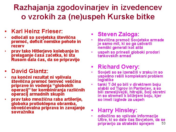 Razhajanja zgodovinarjev in izvedencev o vzrokih za (ne)uspeh Kurske bitke • Karl Heinz Frieser: Razhajanja zgodovinarjev in izvedencev o vzrokih za (ne)uspeh Kurske bitke • Karl Heinz Frieser:
