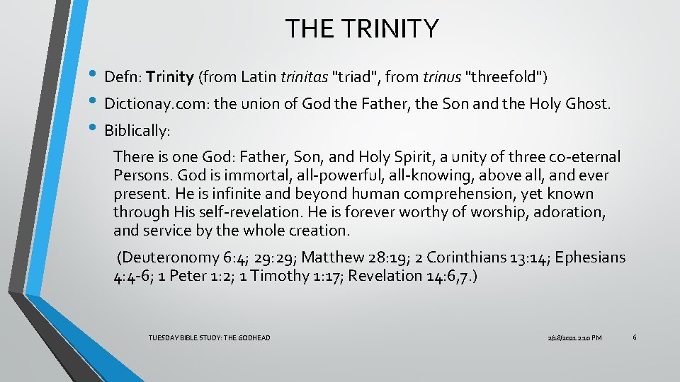 THE TRINITY • Defn: Trinity (from Latin trinitas "triad", from trinus "threefold") • Dictionay.