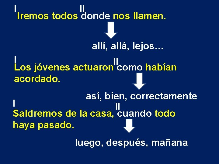 I II Iremos todos donde nos llamen. allí, allá, lejos… I II Los jóvenes