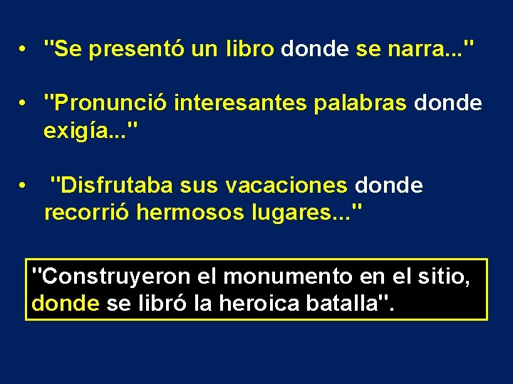  • "Se presentó un libro donde se narra. . . " • "Pronunció