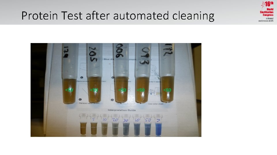 Protein Test after automated cleaning <50 <50 <50 