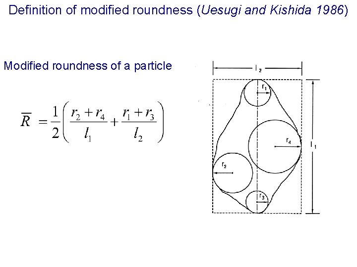 Definition of modified roundness (Uesugi and Kishida 1986) Modified roundness of a particle 