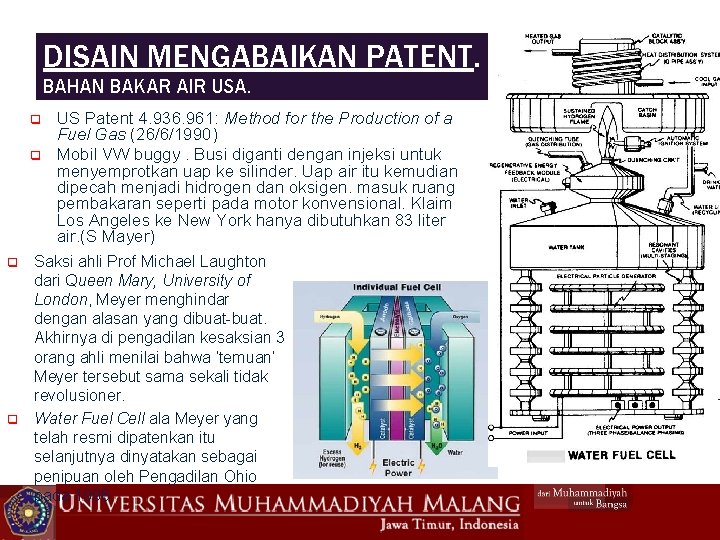 DISAIN MENGABAIKAN PATENT. BAHAN BAKAR AIR USA. q q US Patent 4. 936. 961: