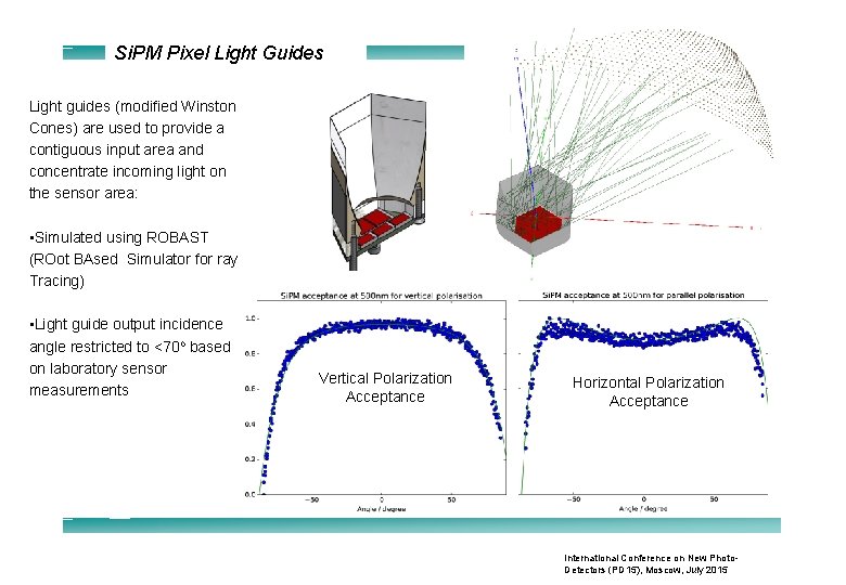 Si. PM Pixel Light Guides Light guides (modified Winston Cones) are used to provide