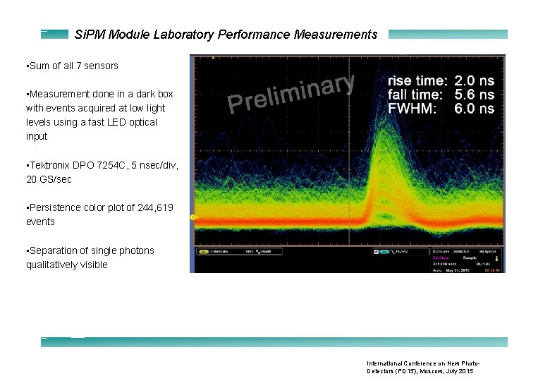 Si. PM Module Laboratory Performance Measurements • Sum of all 7 sensors • Measurement