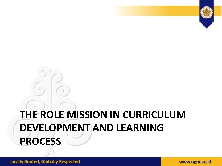 THE ROLE MISSION IN CURRICULUM DEVELOPMENT AND LEARNING PROCESS 