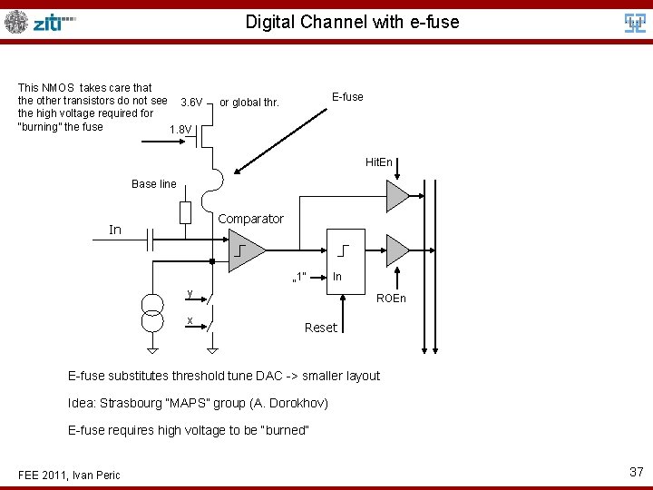 Digital Channel with e-fuse This NMOS takes care that the other transistors do not