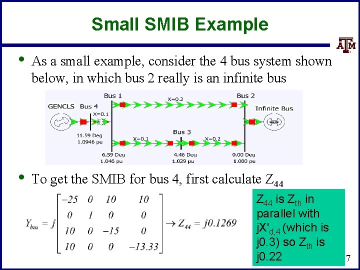 Small SMIB Example • As a small example, consider the 4 bus system shown