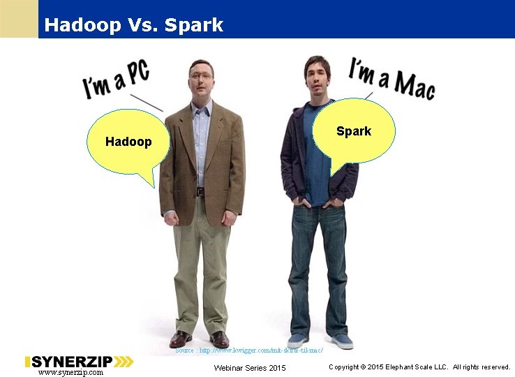 Hadoop Vs. Spark Hadoop Source : http: //www. kwigger. com/mit-skifte-til-mac/ www. synerzip. com Webinar