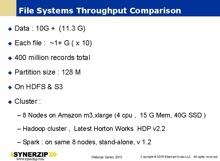 File Systems Throughput Comparison Data : 10 G + (11. 3 G) Each file