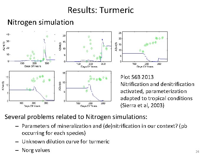 Results: Turmeric Nitrogen simulation Plot 56 B 2013 Nitrification and denitrification activated, parameterization adapted