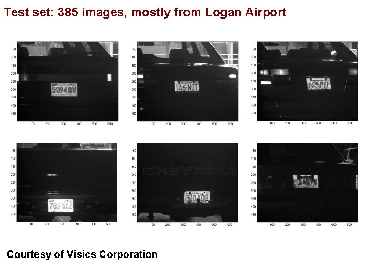 Test set: 385 images, mostly from Logan Airport Courtesy of Visics Corporation 