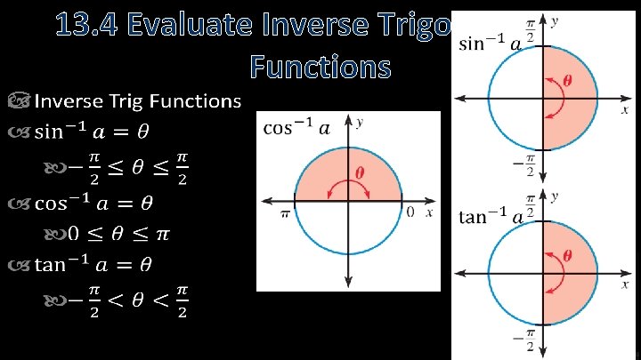  13. 4 Evaluate Inverse Trigonometric Functions 