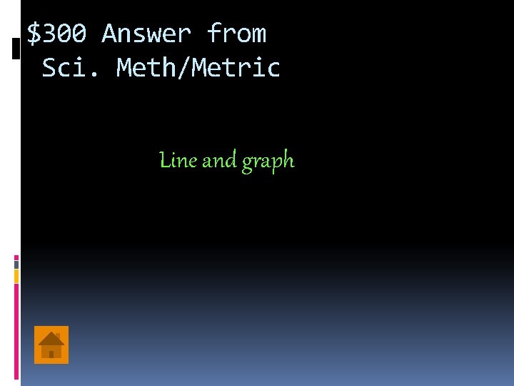 $300 Answer from Sci. Meth/Metric Line and graph 