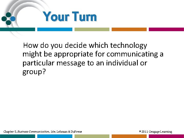 Your Turn How do you decide which technology might be appropriate for communicating a