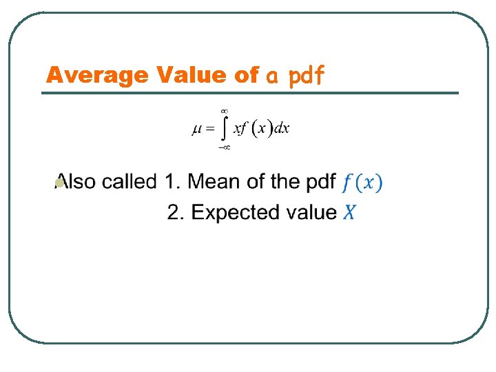 Average Value of a pdf l 