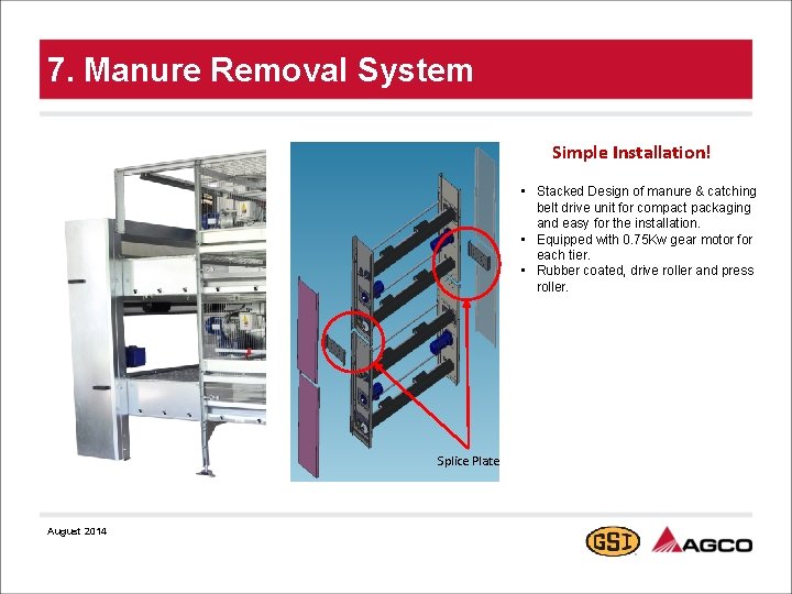 7. Manure Removal System Simple Installation! • Stacked Design of manure & catching belt