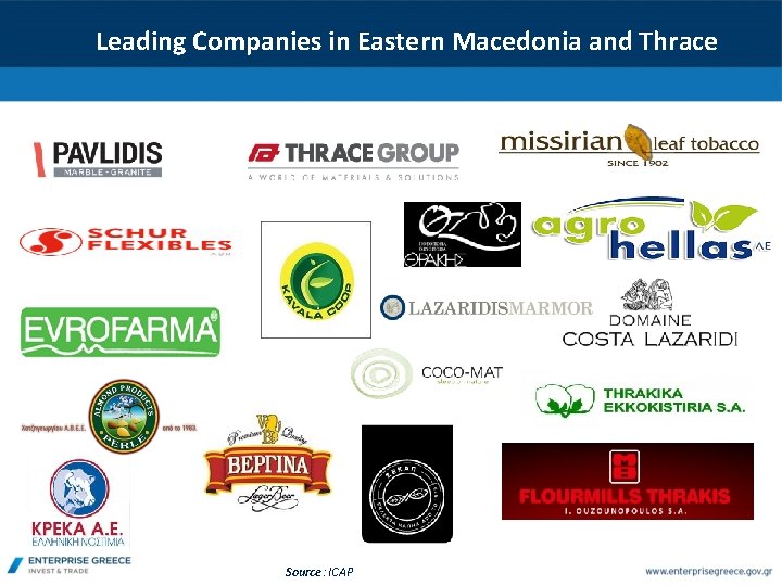Leading Companies in Eastern Macedonia and Thrace Source: ICAP 