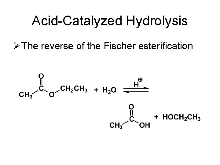 Acid-Catalyzed Hydrolysis Ø The reverse of the Fischer esterification 