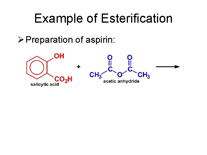Example of Esterification Ø Preparation of aspirin: 