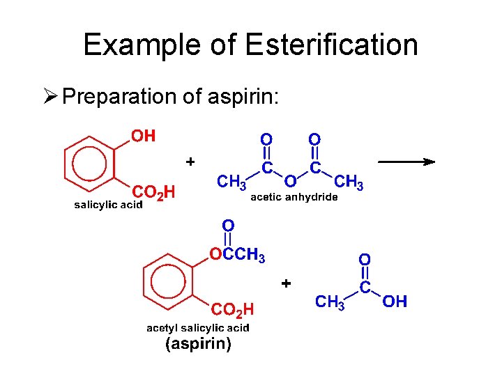 Example of Esterification Ø Preparation of aspirin: 