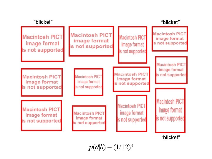 “blicket” p(d|h) = (1/12)3 