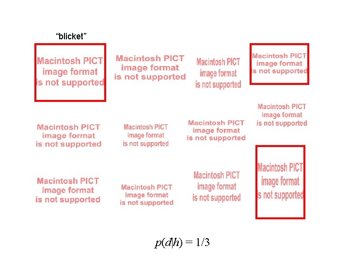 “blicket” p(d|h) = 1/3 
