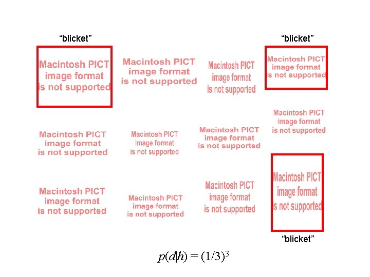 “blicket” p(d|h) = (1/3)3 
