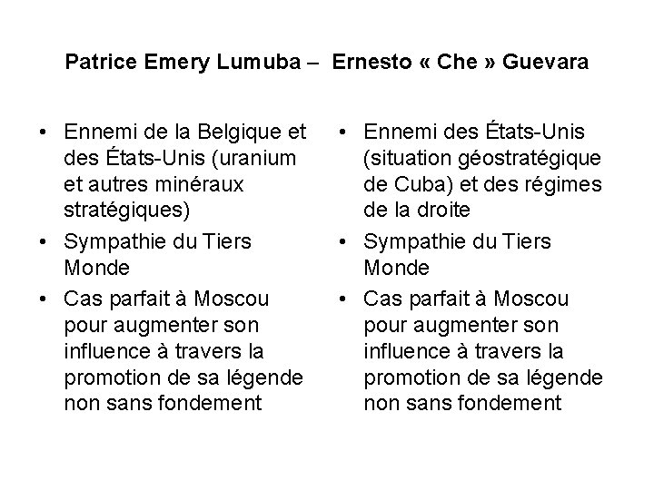 Patrice Emery Lumuba – Ernesto « Che » Guevara • Ennemi de la Belgique