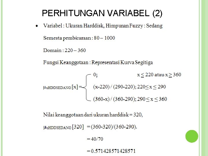 PERHITUNGAN VARIABEL (2)  PERHITUNGAN VARIABEL (2)