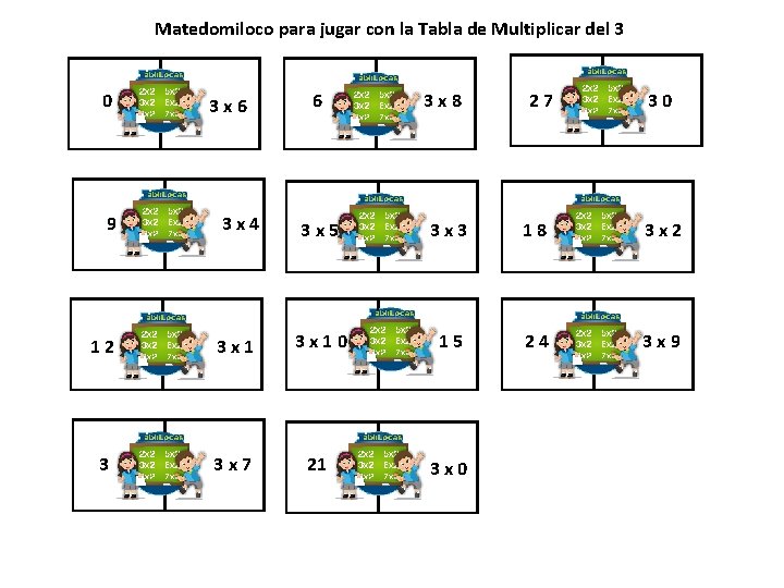 Matedomiloco para jugar con la Tabla de Multiplicar del 3 0 3 x 6