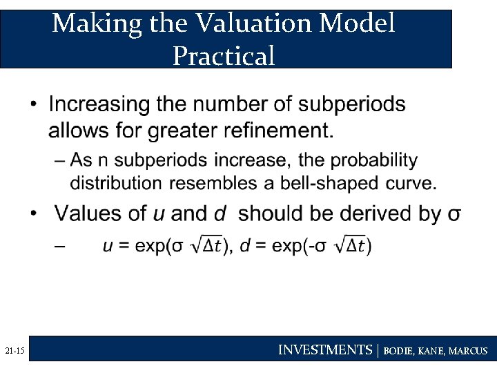 Making the Valuation Model Practical • 21 -15 INVESTMENTS | BODIE, KANE, MARCUS 
