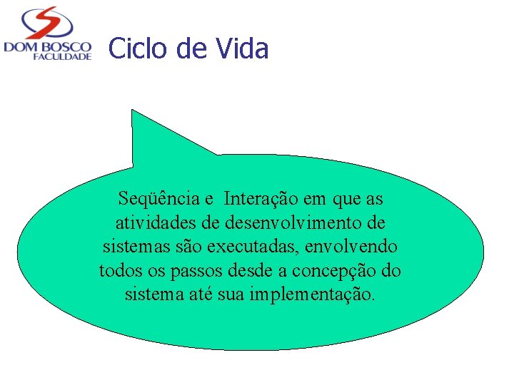 Ciclo de Vida Seqüência e Interação em que as atividades de desenvolvimento de sistemas