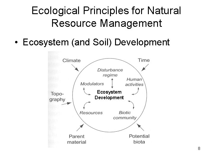 Ecological Principles for Natural Resource Management • Ecosystem (and Soil) Development Ecosystem Development 8 Ecological Principles for Natural Resource Management • Ecosystem (and Soil) Development Ecosystem Development 8