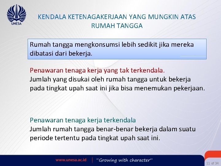 KENDALA KETENAGAKERJAAN YANG MUNGKIN ATAS RUMAH TANGGA Rumah tangga mengkonsumsi lebih sedikit jika mereka