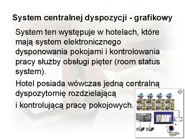 System centralnej dyspozycji - grafikowy System ten występuje w hotelach, które mają system elektronicznego