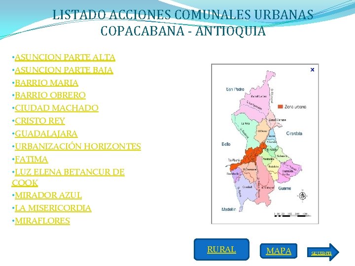 LISTADO ACCIONES COMUNALES URBANAS COPACABANA - ANTIOQUIA • ASUNCION PARTE ALTA • ASUNCION PARTE