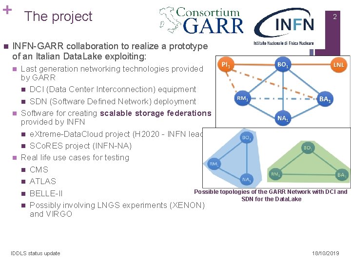 + n The project 2 INFN-GARR collaboration to realize a prototype of an Italian